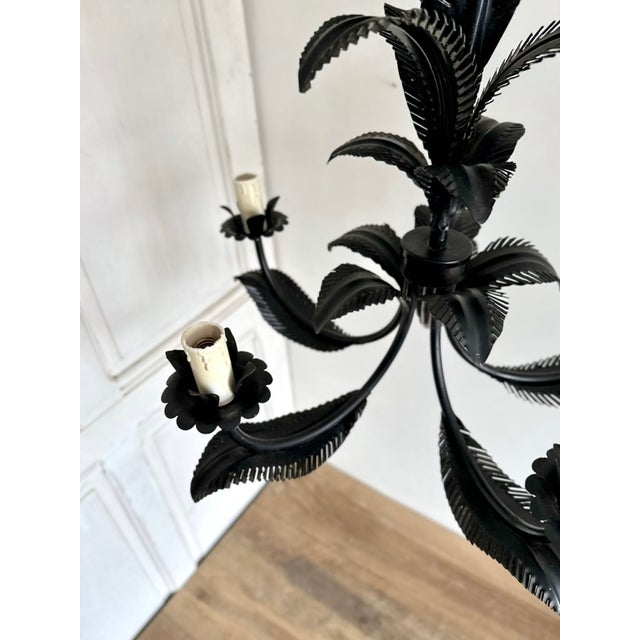 Vintage French Black Tole Chandelier, 1960s For Sale - Image 6 of 18