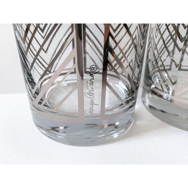 Mid-Century Modern Mid-Century Silver Chevron Georges Briard Old Fashioned Rocks Glasses- Set of 4 For Sale - Image 3 of 10