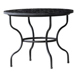 Matthew Izzo Home Moroccan Zellige Midnight Sky Tile and Iron Base 40" Round Bistro Table For Sale
