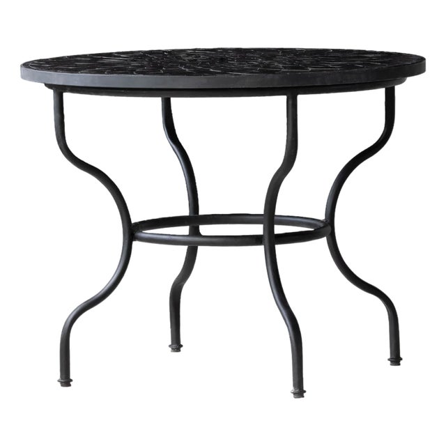 Matthew Izzo Home Moroccan Zellige Midnight Sky Tile and Iron Base 40" Round Bistro Table For Sale