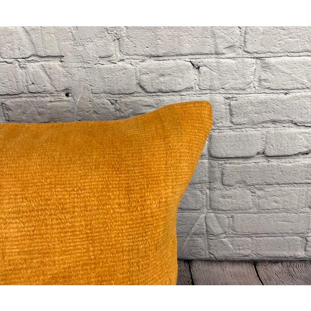 Turkish 20 x 20 Hemp Pillow Turkish Cushion Natural Orange Pillow Cushion Cover For Sale - Image 3 of 4