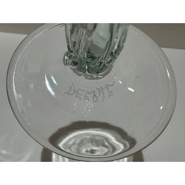 Late 20th Century John Deeble Signed Studio Art Glass Wine Goblet Pink Chalice Hand Blown For Sale - Image 4 of 6