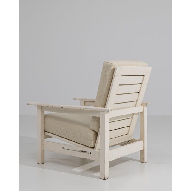 White Patinated Reclining Lounge Armchair For Sale - Image 4 of 18