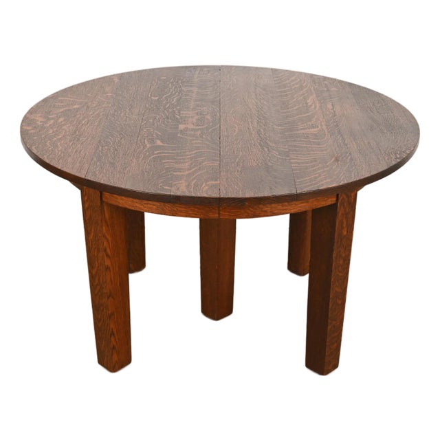 Gustav Stickley Antique Mission Oak Arts & Crafts Extension Dining Table, Circa 1910 For Sale