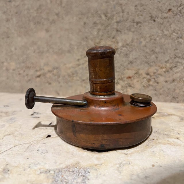 Victorian 1904 Antique Manning Bowman Patinated Copper Brass Oil Lamp For Sale - Image 3 of 10