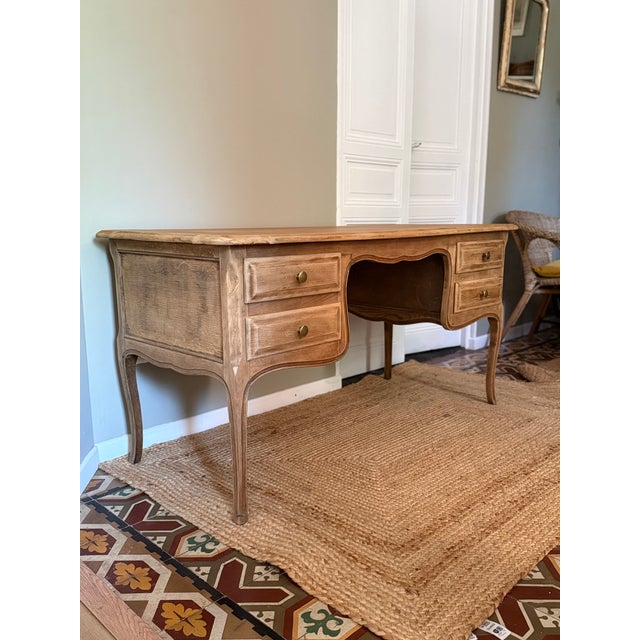 Louis XV Country Chic Oak Ministers Desk, 1970s For Sale - Image 14 of 18