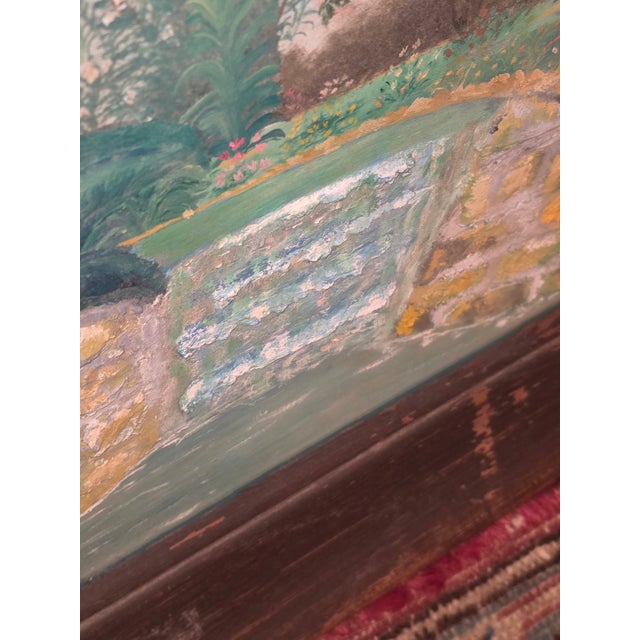 Unusual Folk Art Riverside Landscape Painting For Sale - Image 14 of 16
