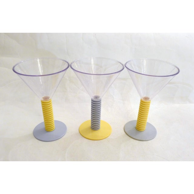 Vintage Two-Tone Stemmed Cocktail Glasses, 1980s, Set of 6 For Sale - Image 4 of 10