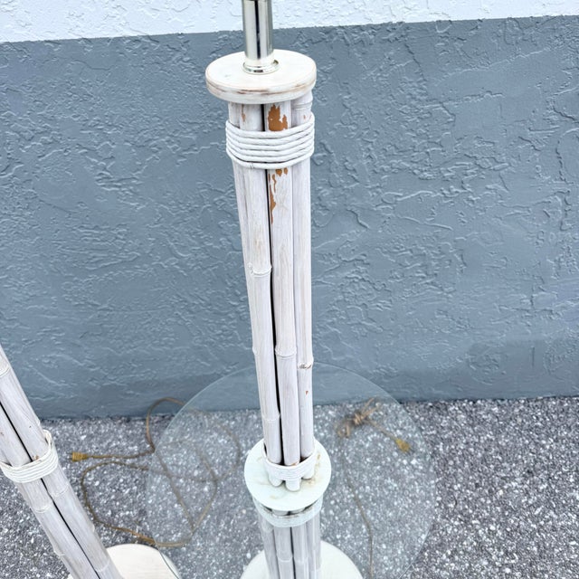 Mid 20th Century Boho Chic Coastal Bamboo Table and Floor Lamps - Set of 2 For Sale In West Palm - Image 6 of 8