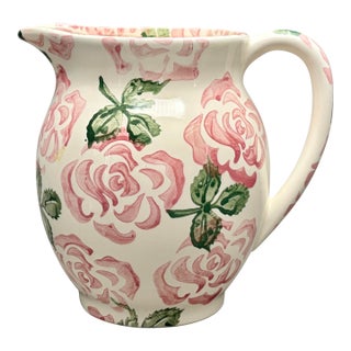 Vintage Haldon Group Pink Rose Ceramic Pitcher For Sale
