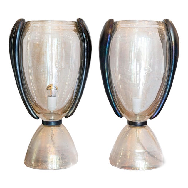 Vintage Murano Glass Table Lamps by Carlo Colizza, 1990s, Set of 2 For Sale