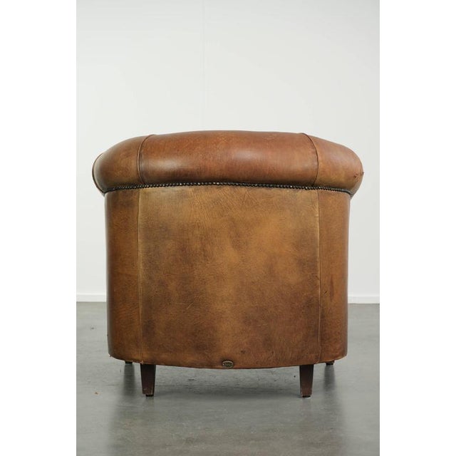 Vintage Worn Sheepskin Club Armchair For Sale - Image 4 of 14