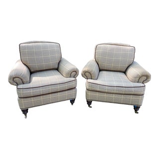 Pair of English Style Club Chairs by Highland House For Sale