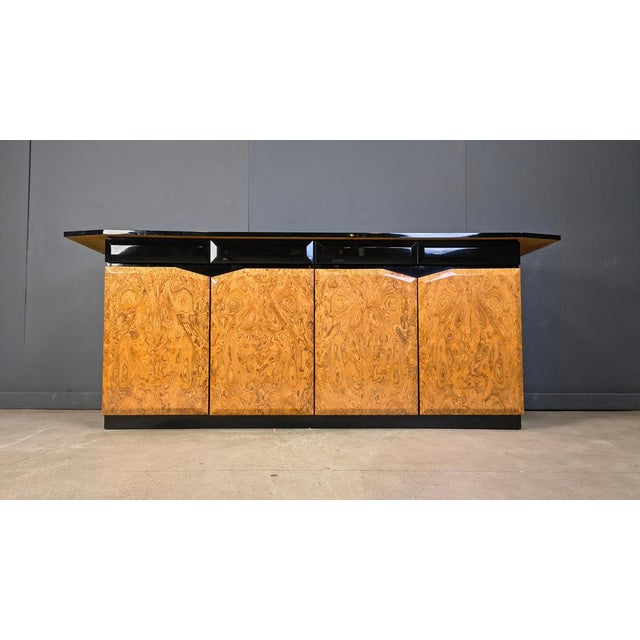 Vintage Lacquer and Burl Wood Credenza, 1980s For Sale - Image 11 of 15