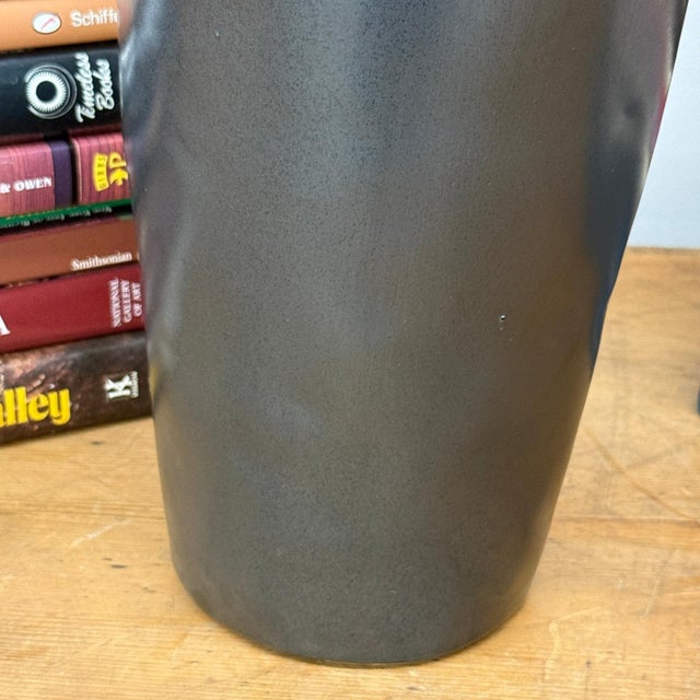 Ceramic Tall Olive & Charcoal Ceramic Vase with Amber Drip Glaze For Sale - Image 7 of 10