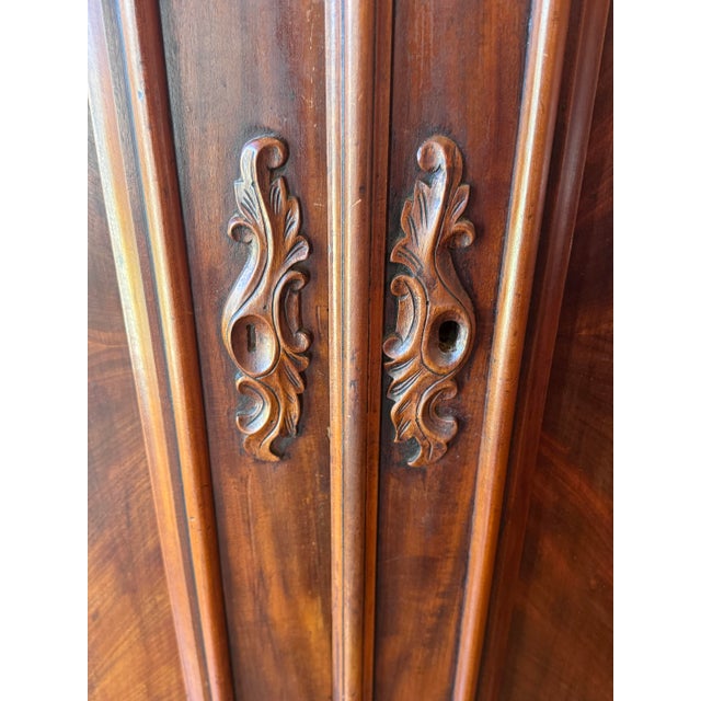 Rococo Mid-19th Century Victorian Rococo Revival Flame Mahogany Armoire For Sale - Image 3 of 7