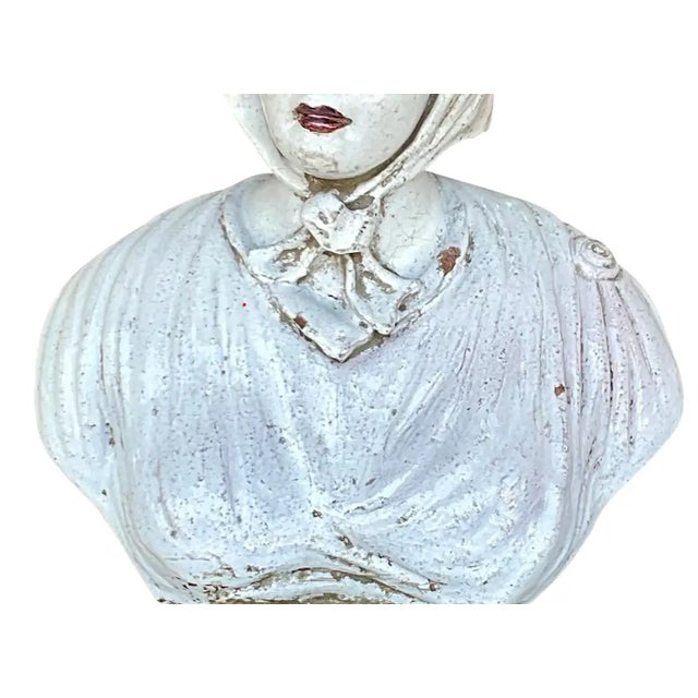 Early 20th Century Vintage Boho Glazed Terra Cotta Bust of Female For Sale - Image 5 of 12