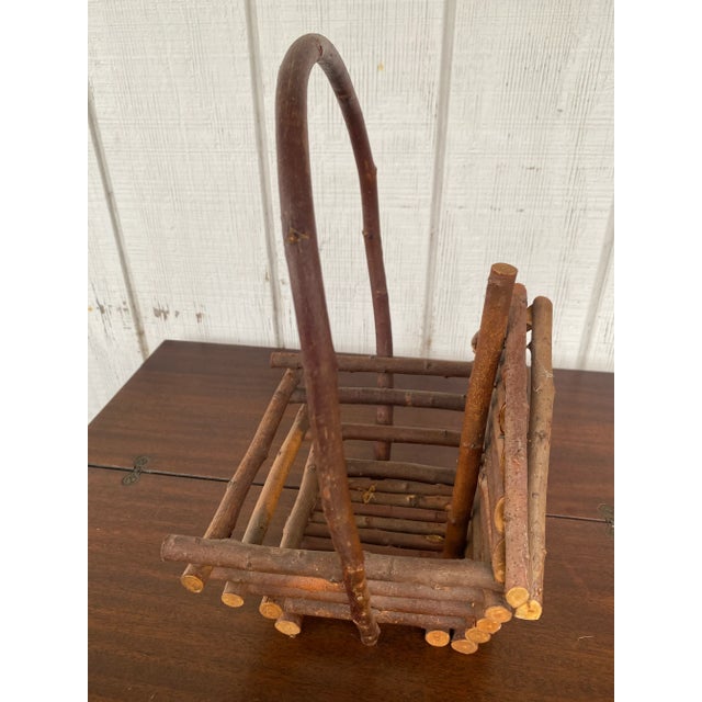 Vintage Rustic Bentwood Log Cabin Basket For Sale - Image 6 of 8