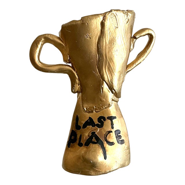 Vintage Ceramic Gold Plated Last Place Trophy For Sale