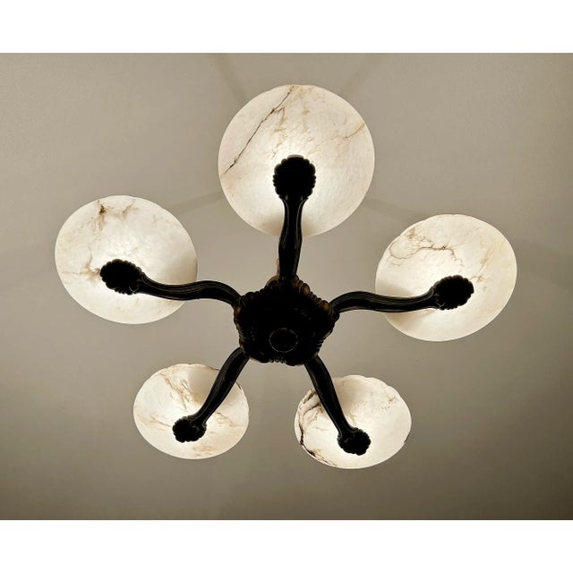 Brown Large Art Deco Alabaster Pendant Light, 1930s For Sale - Image 8 of 18