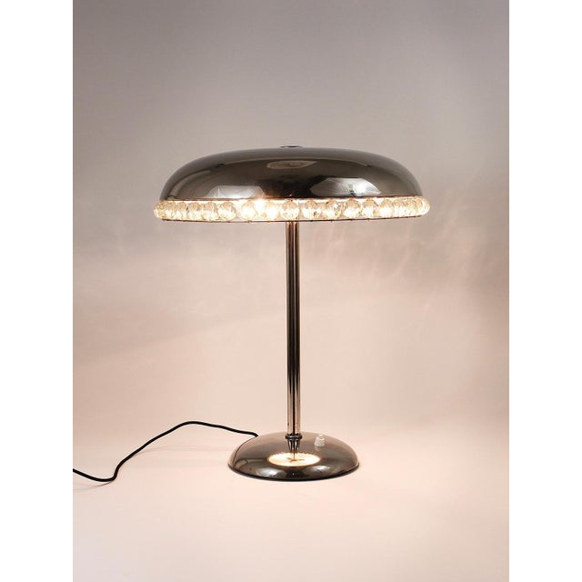 Nickel & Crystal Mushroom Table Lamp from Bakalowits & Söhne, Austria, 1950s For Sale - Image 15 of 18