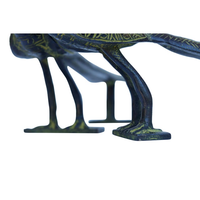 Green Brass Peacock Door Handles, a Pair For Sale - Image 4 of 5