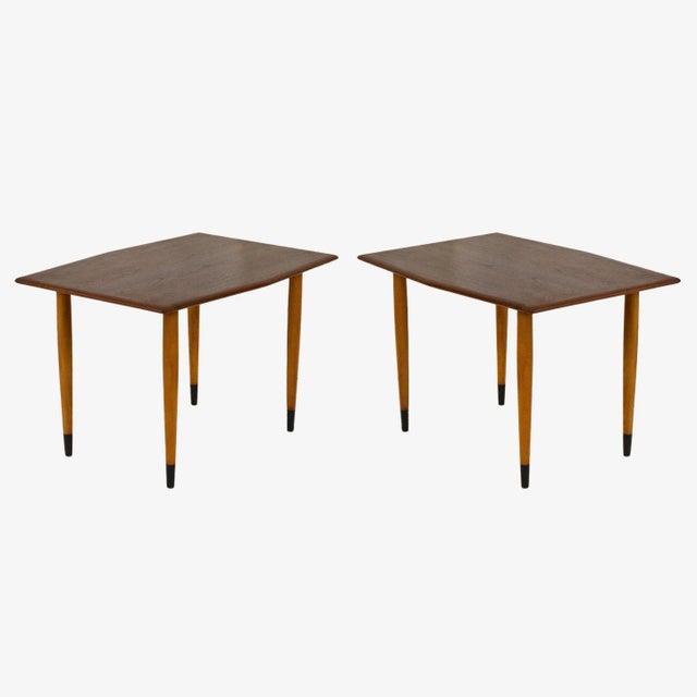 Wood Pair of Modern Teak and Brass Side Tables by Dux of Sweden For Sale - Image 7 of 7