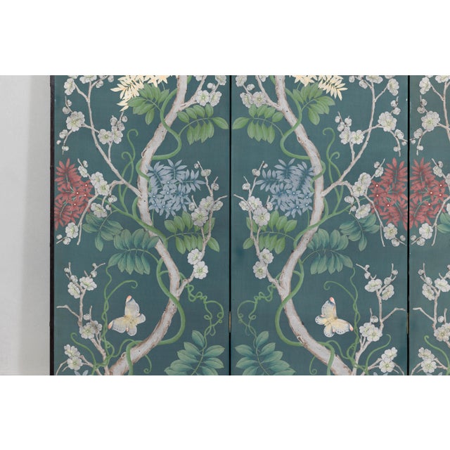 Botanical Hand-Painted Room Divider with Vibrant Flowers and Vines, Vintage For Sale - Image 11 of 12