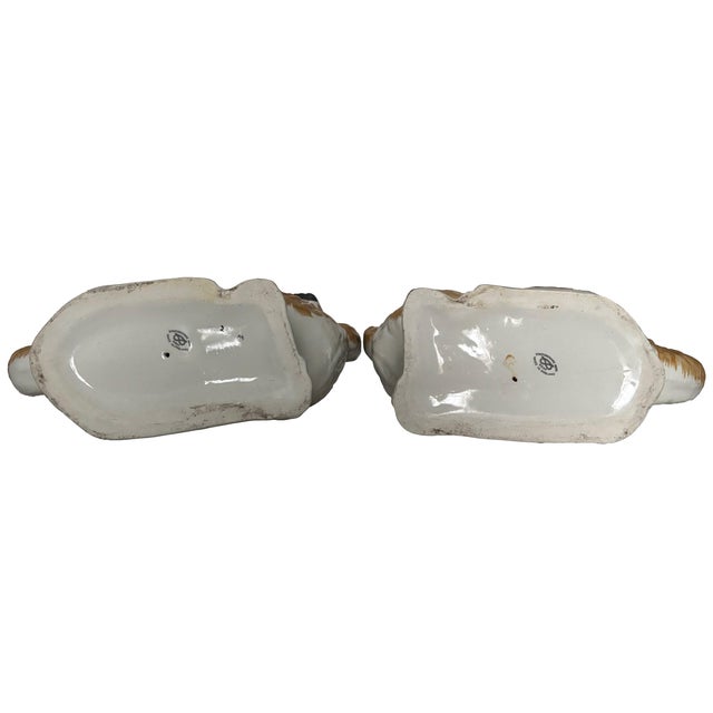 Early 20th Century Antique Large Staffordshire Dog Pair For Sale - Image 5 of 5