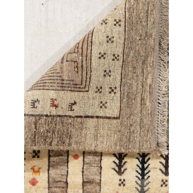 1980s Vintage Hand-Knotted Persian Gabbeh Rug 3'5" X 4'10" For Sale - Image 5 of 5