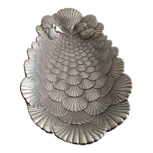 1994 Arthur Court Seashell Motif Aluminium Oval Bowl For Sale