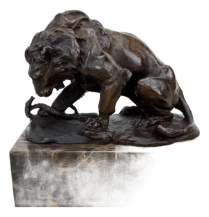 Art Deco Style Brown Patinated Bronze Animal Sculpture