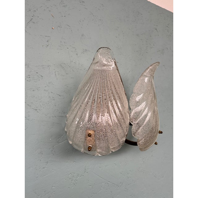 Vintage Italian Murano Glass Graniglia 2-Leaf Wall Light, 1970s For Sale - Image 3 of 11