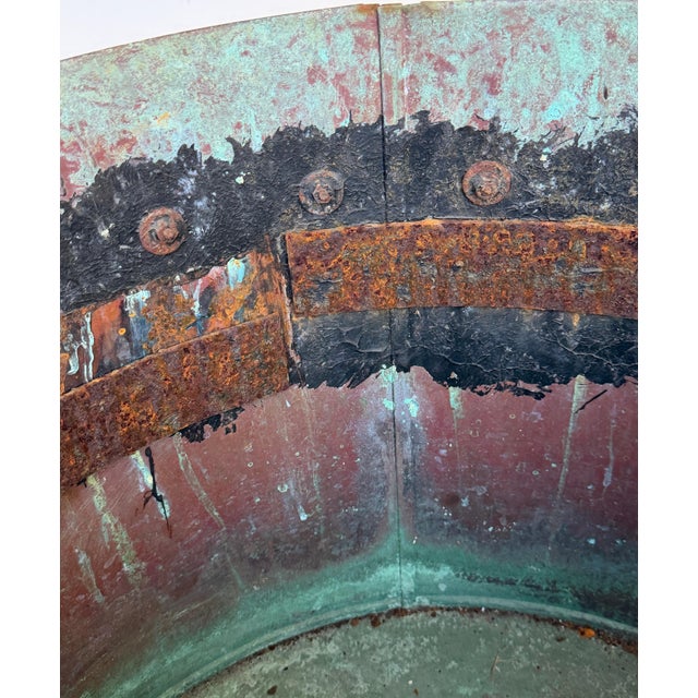 Metal Pair Gothic Revival Verdigris Copper Planters Applied Medieval Heads, circa 1900 For Sale - Image 7 of 18