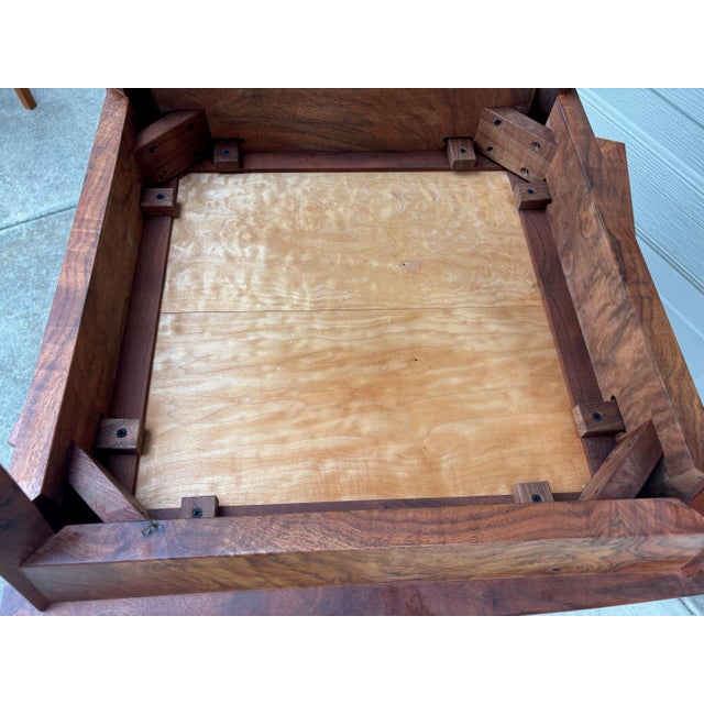 Robert Beauchamp Walnut Curly Maple Side End Tables California Woodworker Artist a Pair For Sale - Image 11 of 12