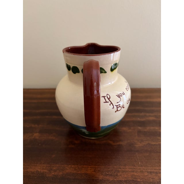 Brown Late 19th Century English Torquay Motto Pitcher With Sailboats, Devon Earthenware Pottery For Sale - Image 8 of 10