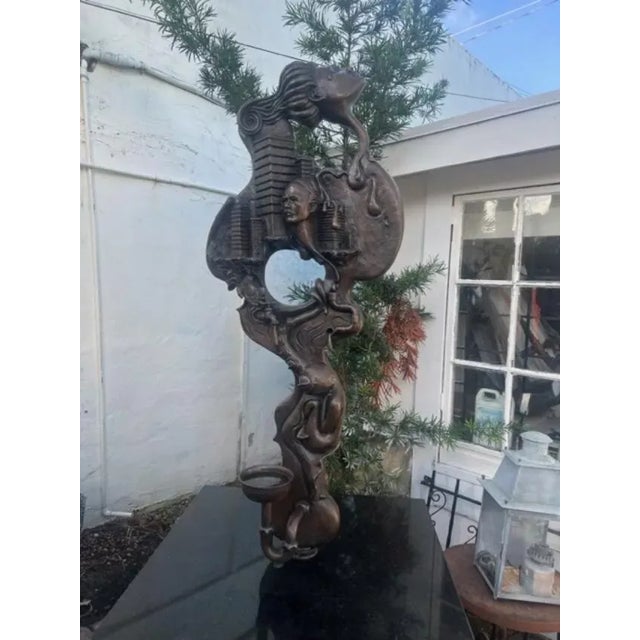 89 Inches Tall Large Bronze Sculpture on Mable Base 1996 For Sale - Image 9 of 9
