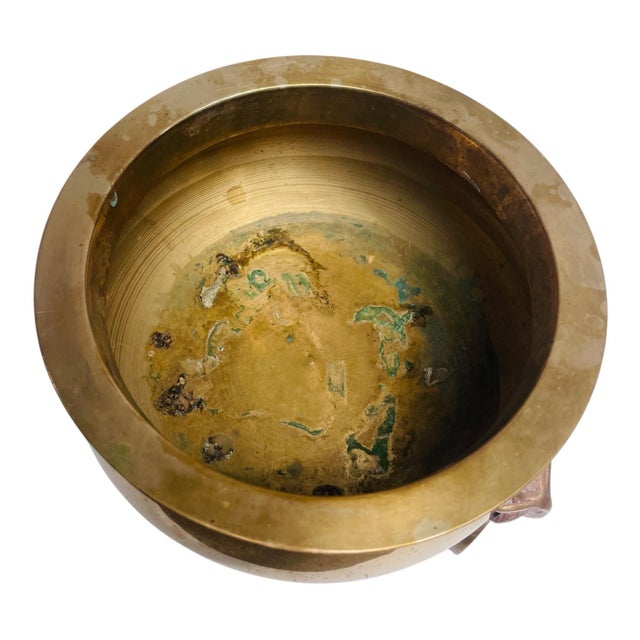 Mid Century Solid Brass Incense Censar Pot For Sale - Image 4 of 5