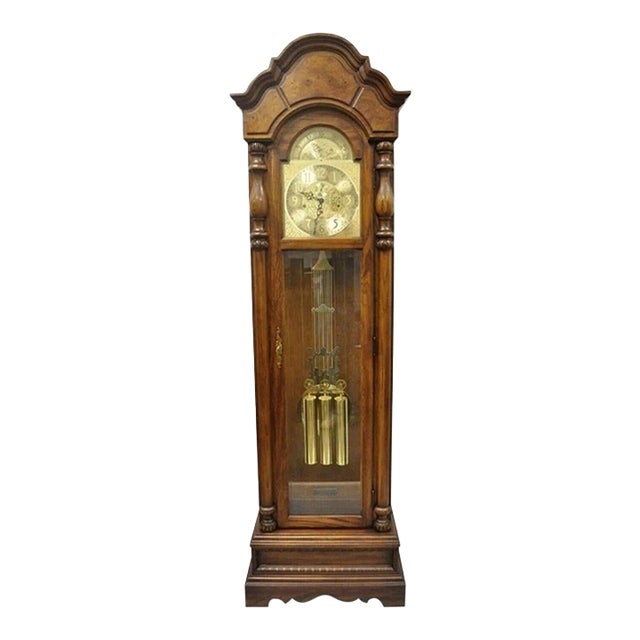 Vintage "The Walden Ridge" Ridgeway Standing Oak Tall Case Grandfather Clock For Sale