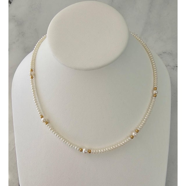 Button Shaped Freshwater Pearl 16" Necklace For Sale - Image 4 of 4