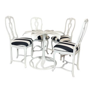 Rare Mid Century Patio Attributed to Arthur Court Rare Lily Aluminum Table and Chairs For Sale