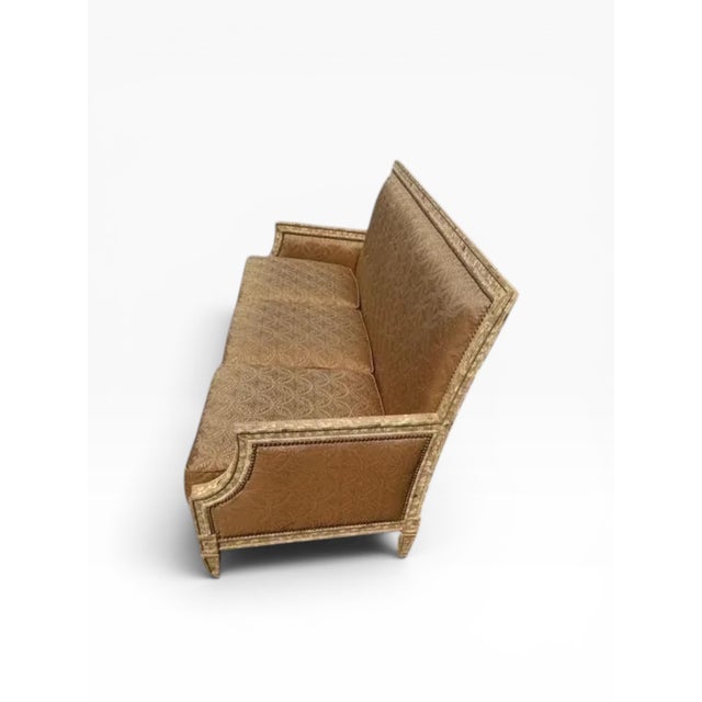 Late 20th Century Vintage Wesley Hall Distressed Painted Sofa With Exposed Cross-Back Frame For Sale - Image 5 of 11