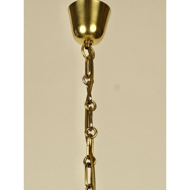 Metal Six-Arm Chandelier in Brass with Silk Shades by Josef Frank for Oswald Haerdtl, 1935 For Sale - Image 7 of 16