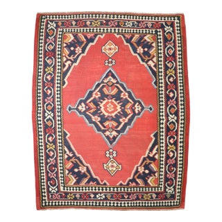 19th Century Antique Zabihi Collection Senneh Jewel Toned Kilim For Sale