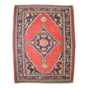 19th Century Antique Zabihi Collection Senneh Jewel Toned Kilim
