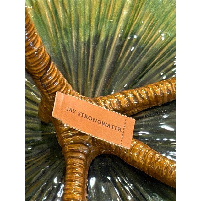 Ceramic Jay Strongwater Lily Pad Crane Statue Signed For Sale - Image 7 of 7