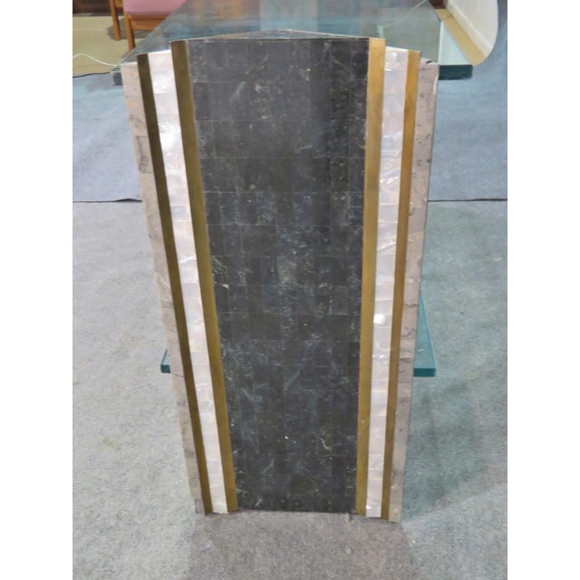 Metal Glass Top Console Table in the Style of Maitland-Smith For Sale - Image 7 of 8