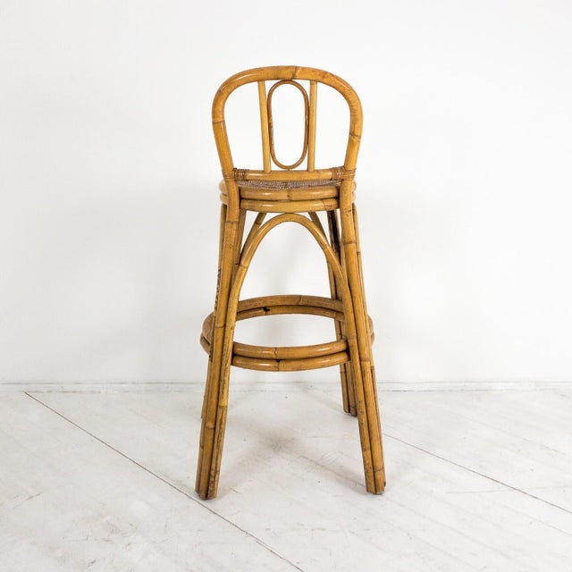 1970s Vintage Bamboo Bar Stool For Sale - Image 5 of 10