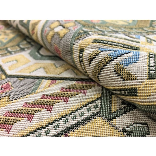 54" wide cotton Southwestern American Indian tapestry geometric tribal upholstery fabric in beige, mauve, coral, red,...