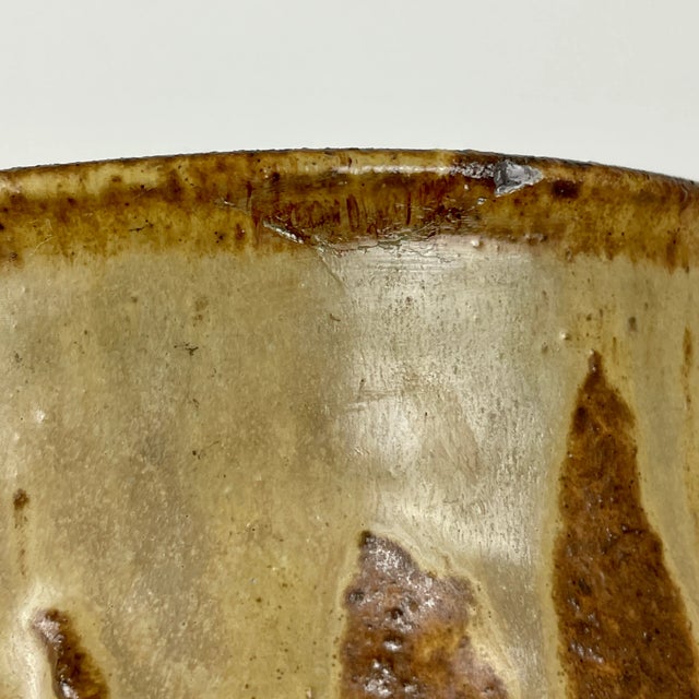 Sculpted Face on Vintage Signed Studio Pottery Ceramic Canister Jar With Lid For Sale - Image 11 of 11